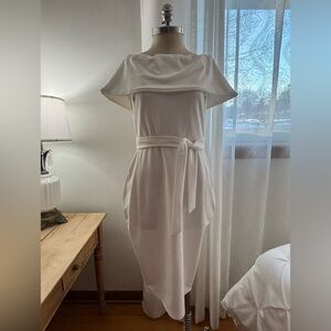 BOOHOO White off-the-shoulder dress, size 12, NWT